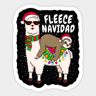 Fleece Feliz Navidad Sloth Riding Llama Spanish  Christmas Sticker